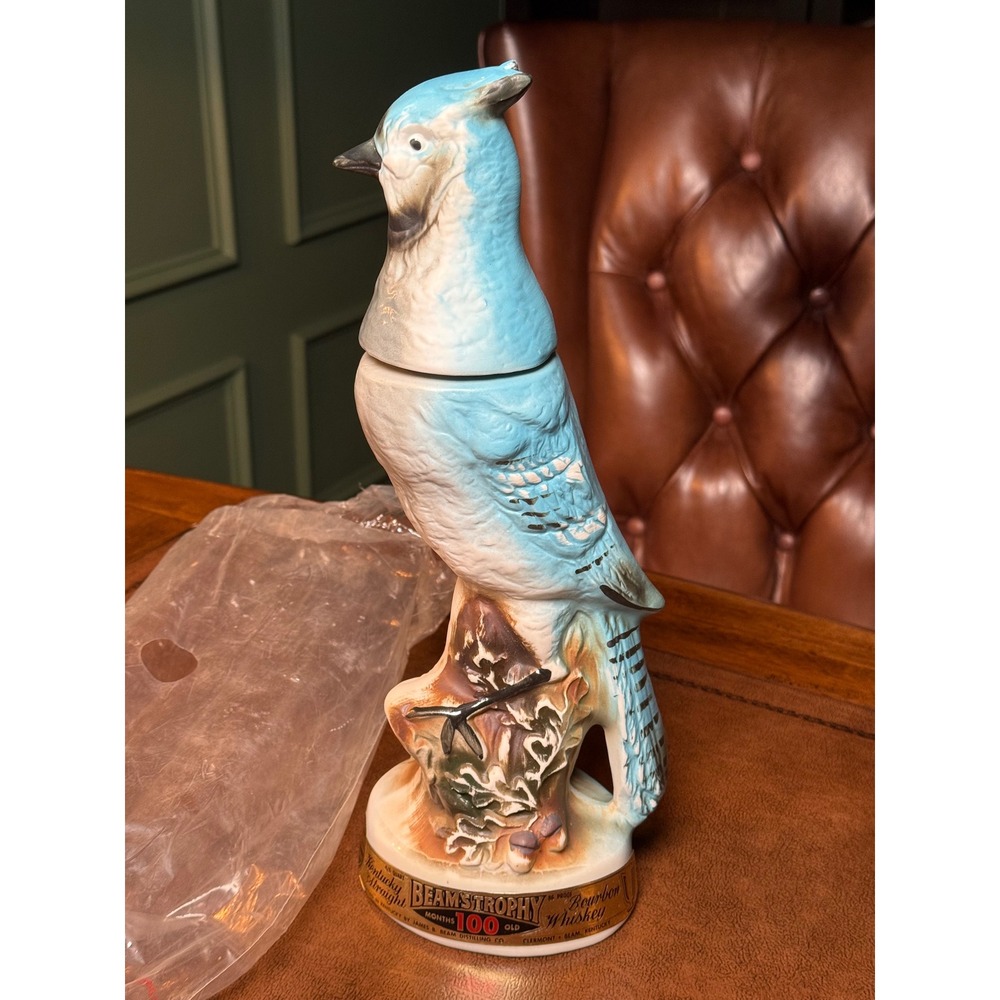 Vintage 1969 Jim Beam Blue Jay Decanter Beamstrophy Bourbon Bottle EMPTY